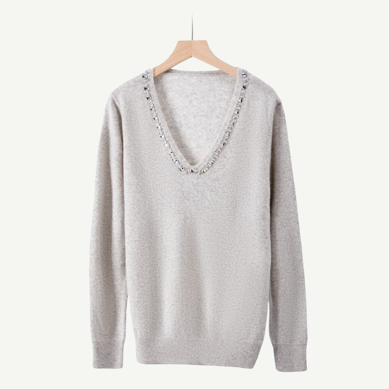 Diamond Cashmere V Neck Jumper