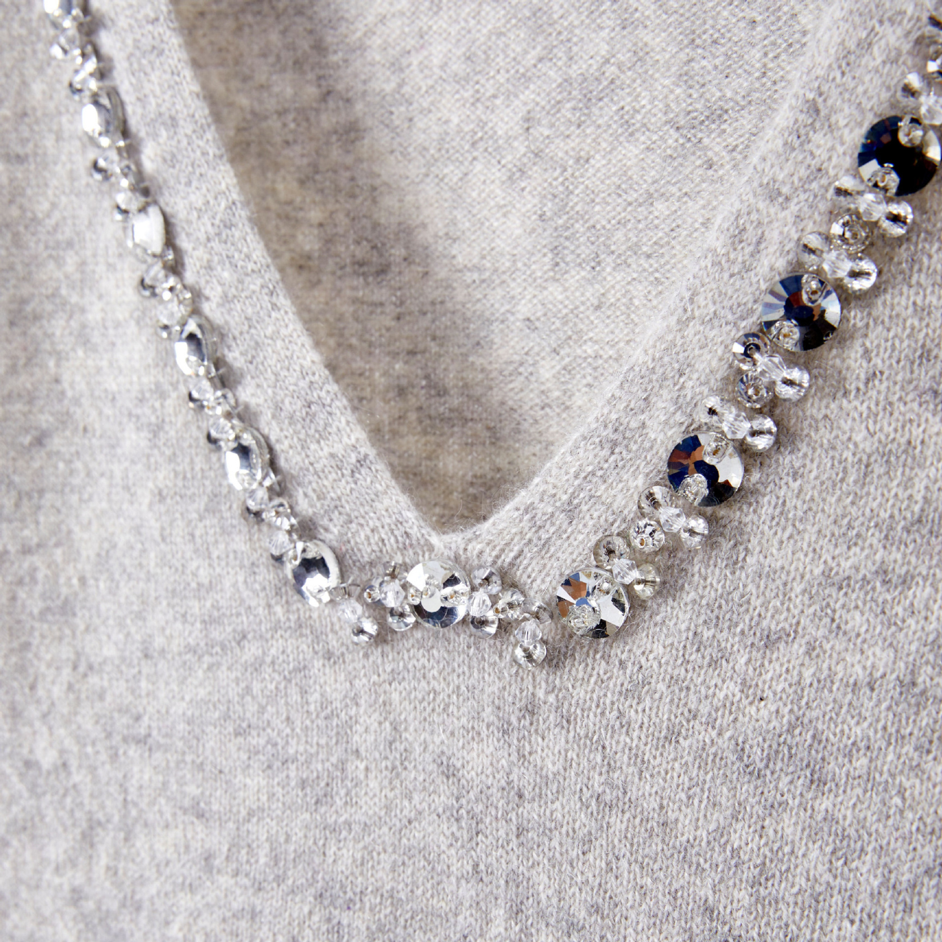 Diamond Cashmere V Neck Jumper