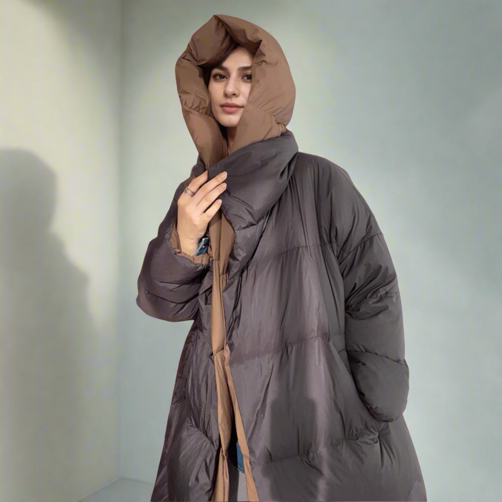 Phobe Two-Tone Puffer Down Coat